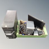 An Acer disc drive with monitor together with a set of Altec Lansing computer speakers,