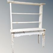 A painted pine open kitchen dresser.