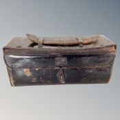 A WW II dispatch riders metal and leather bag