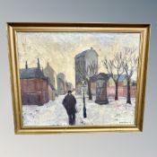 Chr. Christensen : Figure in a landscape, oil on canvas, 100cm by 81cm.