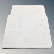 Two folding moulded plastic trestle tables