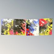 Brian Foggett (Contemporary) : Four abstract panels, oil on canvas, each 30cm by 40cm.