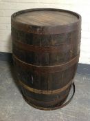 An oak coopered barrel.
