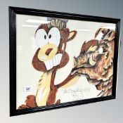 Brian Foggett (Contemporary) : The Squirrelling Boar, watercolour, 50cm by 40cm.