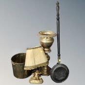 A box of copper coal bucket, copper pan,