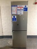 A Kenwood silver upright fridge/freezer.