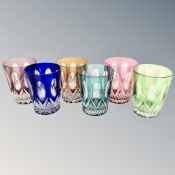 A harlequin set of six Bohemian cut to clear glass tumblers