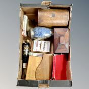 A box of old tea caddy, correspondence box both without interiors,