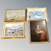 After Rembrandt - A man in armour, in gilt frame,