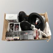 A box containing a JBL 1000W sub woofer speaker together with a further pair of a Alpine car