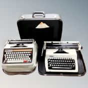 A Brother Delux 1350 typewriter together with an Erika typewriter,