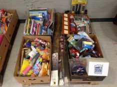 A pallet of novelty items, paper, watch straps,