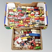 Two boxes of play-worn die cast vehicles, Matchbox,