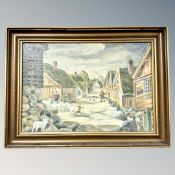 Danish School : Figures in street, oil on canvas,