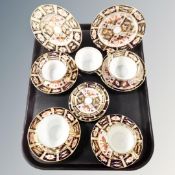 A tray of fourteen pieces of Royal Crown Derby Imari cabinet china