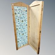 A pine two-fold screen