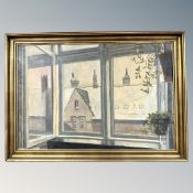 Charles Skousgaard : View through a window, oil on canvas,