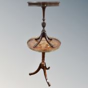 A galleried occasional table together with a further table