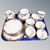 A tray of thirty six pieces of vintage Crown Ford tea china