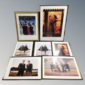 Six Jack Vettriano prints, tallest 104 cm.