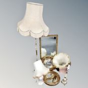 A rectangular gilt framed mirror, two similar porthole mirrors,