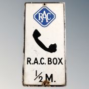 A vintage enamelled sign - RAC Box 1/2 M