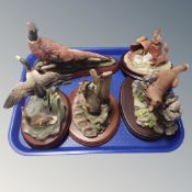 Four Border Fine Arts figures - pheasant, Ducks, rabbit and squirrels,