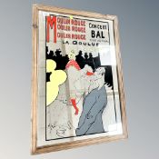 A Moulin Rouge advertising mirror, framed.