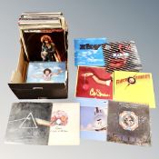 A box containing vinyl LP's, Neil Diamond, Flash Gordon soundtrack, ELO,