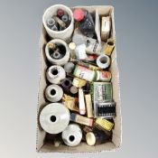 A box of antique bottles, packaging and boxes.