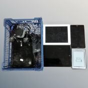 A basket of two Apple iPad 16GB, Huawai tablet,