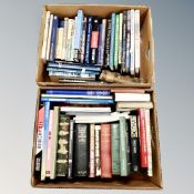 Two boxes of hard backed books of nautical interest