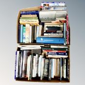 Two boxes of hard backed books of nautical interest