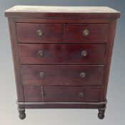 A Victorian five drawer stained beechwood chest