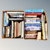 Two boxes of hard backed books of nautical interest