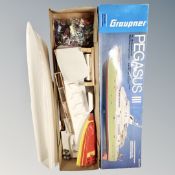 A Graupner Pegasus III motor yacht construction kit CONDITION REPORT: Contents
