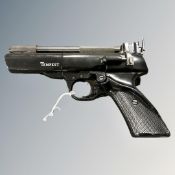 A Webley and Scott Tempest .22 air pistol in brown leather case.