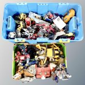 Two boxes of Transformer figures