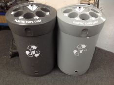 Two plastic cup recycling bins