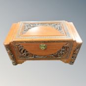 A camphor wood carved blanket box