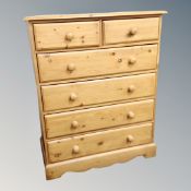 A pine six drawer chest
