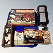 A box blow football, small radio,