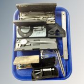 A tray containing a collection of precision instruments to include Moore and Wright etc.