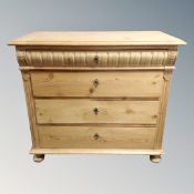 A 19th century pine four drawer chest