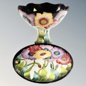 A Blue Sky comport together with matching wall plaque.