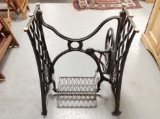 A cast iron Husqvarna treadle sewing machine base