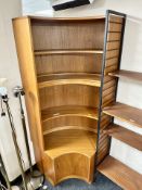 A mid 20th century G-plan corner shelving unit