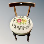 A continental mahogany dressing table chair