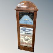 A 19th century inlaid mahogany wall mirror 99 cm x 39 cm