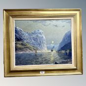 Continental School : Fishing boats, oil on canvas,